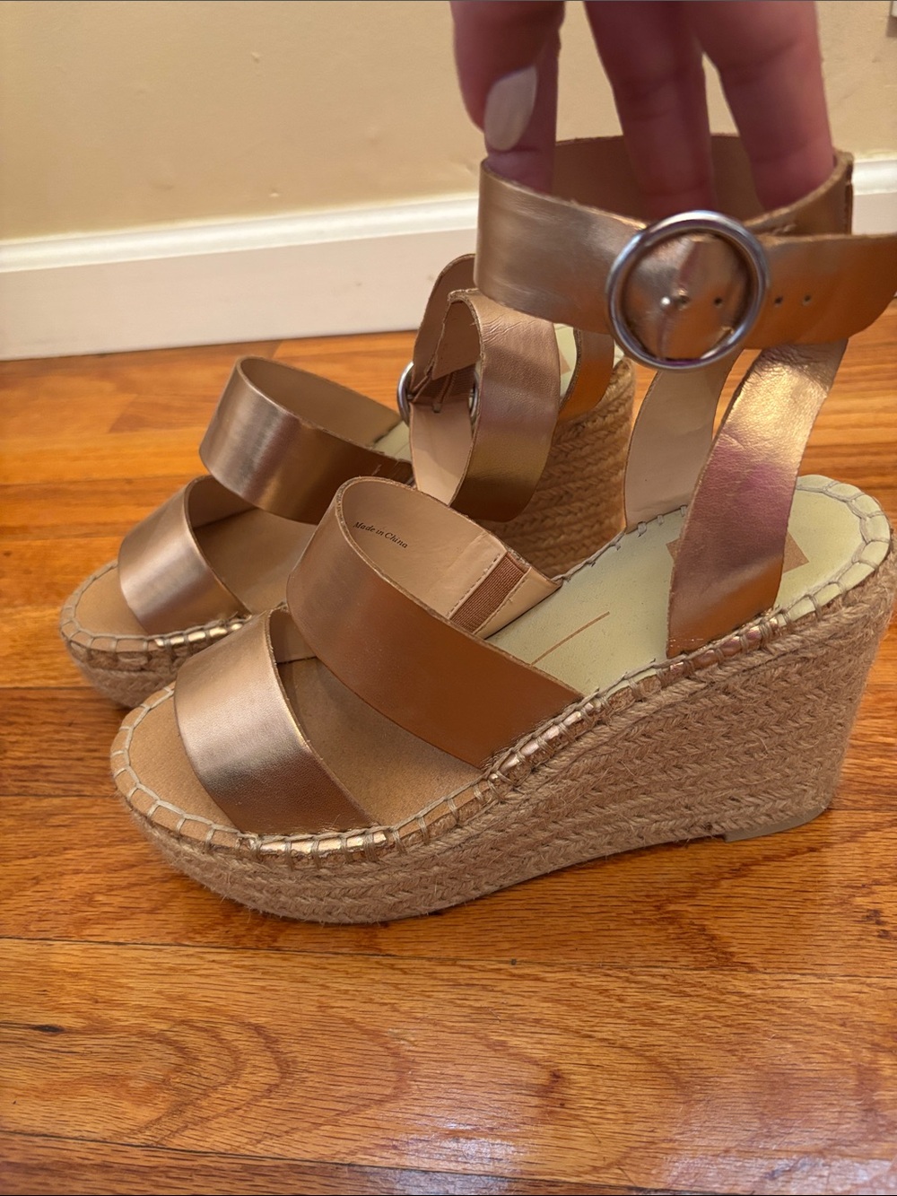 Dolce Vita rose Gold Espadrille Wedge Sandals Size 8